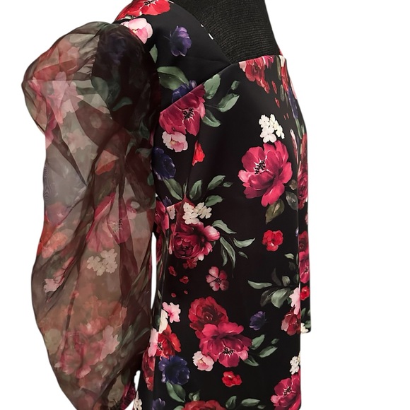 Boston Proper Organza Sleeve Floral Scuba XL - Picture 4 of 5